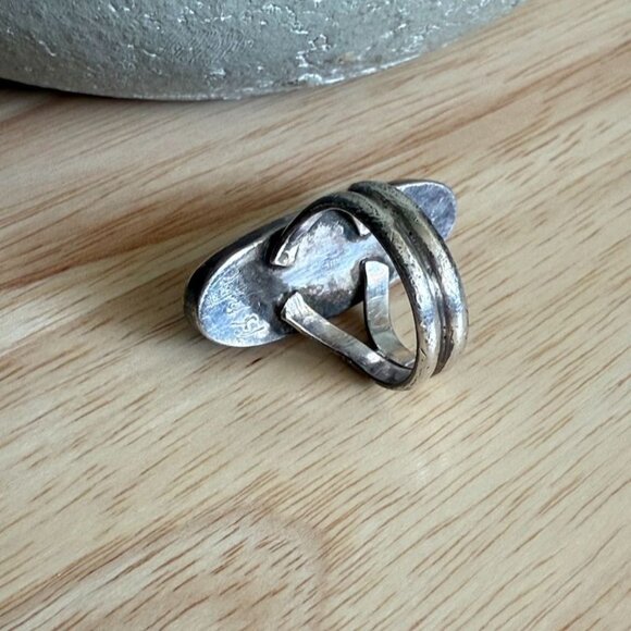 Vintage Turquoise Ring Size 4.5 Native American Sterling Silver Elongated - Picture 6 of 10